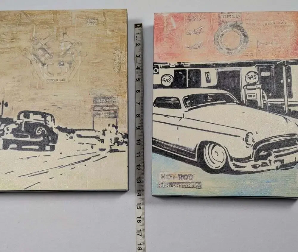 Vintage Style Hot Rod Performance and Custom Car Decorative Canvas Wall Art Set